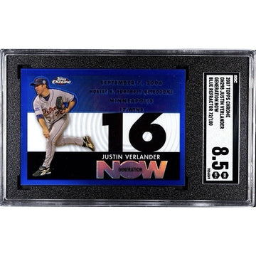 72/100 2007 Topps Chrome Justin Verlander Gen. Now Refractor Card #GN298 SGC 8.5