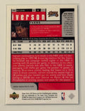 1998 Upper Deck Choice Allen Iverson NBA 76ers trading card back with stats and biography