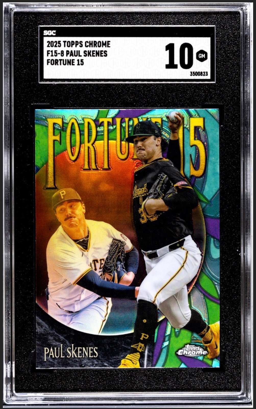 2025 TOPPS CHROME Paul Skenes Fortune 15 Pittsburgh Pirates baseball card SGC 10 grade