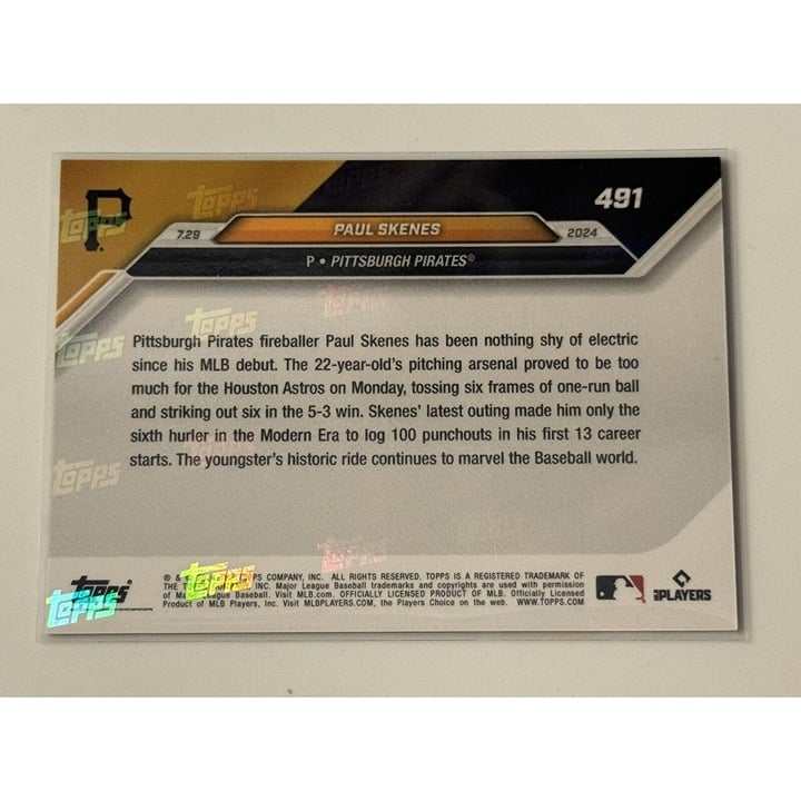 2024 Topps Now Paul Skenes Rookie Card 28/49 Pittsburgh Pirates MLB pitcher