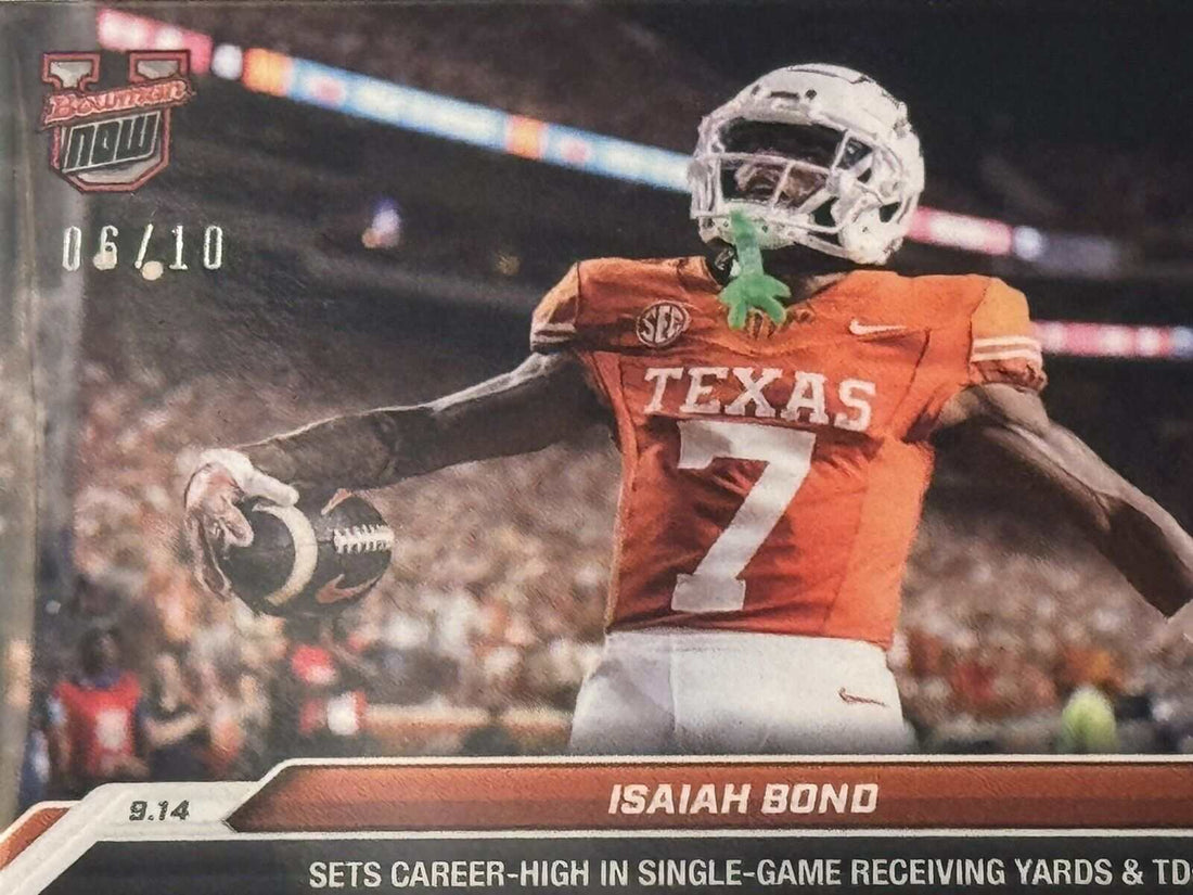 Limited edition 06/10 Isaiah Bond RC 2024 Bowman Texas Longhorns football card