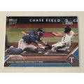 Texas Rangers baseball card 38/49 2023 MLB Topps Now incredible throw home World Series edition