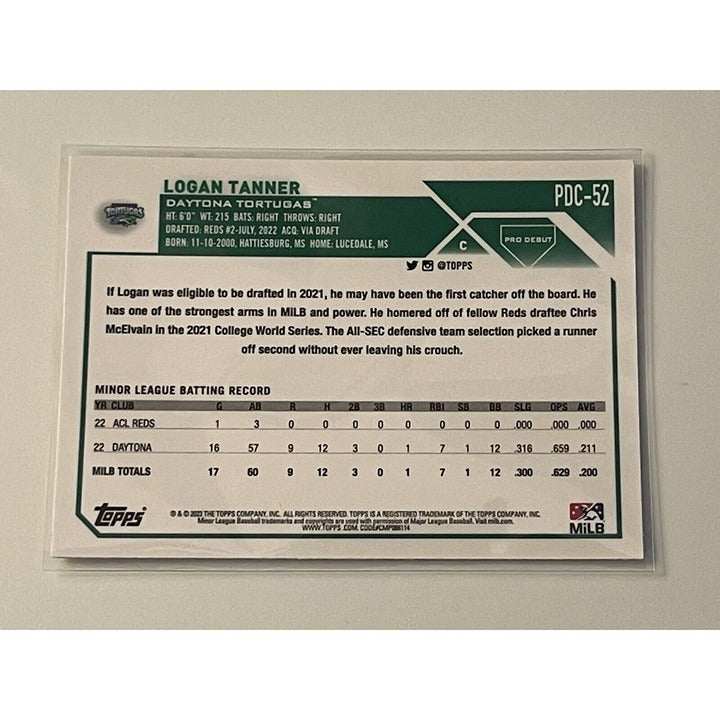 2023 Topps Pro Debut Chrome Logan Tanner Daytona Tortugas rookie baseball card