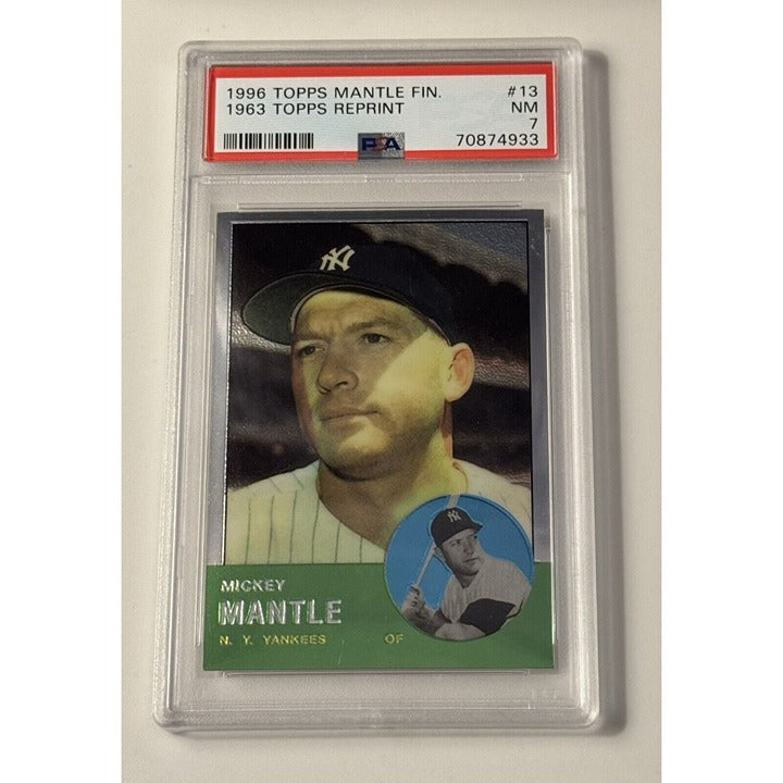 1996 TOPPS MANTLE REPRINT 1963 TOPPS REPRINT Series Baseball Card #13 PSA 7 NICE