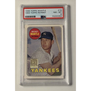 1996 Topps Mantle 1969 Reprint Series - MLB NY Yankees Baseball Card #19 - PSA 8