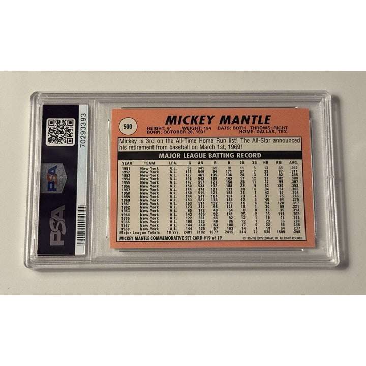 1996 Topps Mantle 1969 reprint MLB Yankees baseball card PSA 8 in protective case