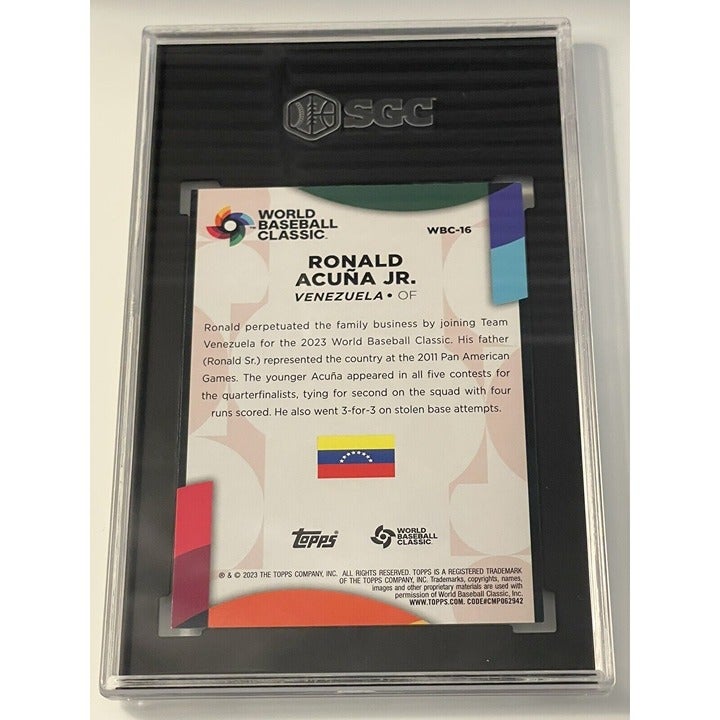 2023 Ronald Acuna Jr Topps Series 2 WBC Stars Venezuela Braves baseball card SGC 9.5 in protective case