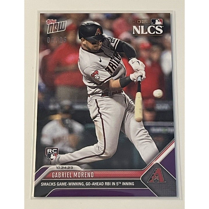 Gabriel Moreno RC 3/25 - 2023 MLB NLCS TOPPS NOW #1041 Purple - Game winner Card
