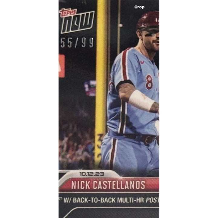 2023 Topps Now Nick Castellanos Phillies 55/99 game-used base relic baseball card