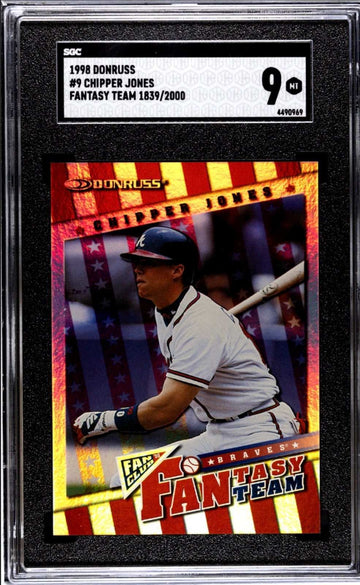 1998 Donruss Chipper Jones Fantasy Team MLB Atlanta Braves card 1839/2000 SGC 9 slabbed collectible