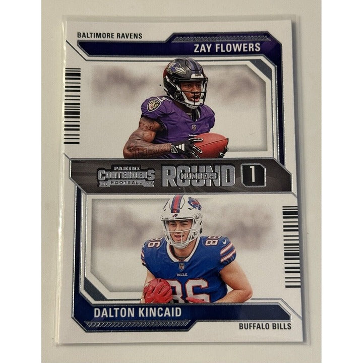 Zay Flowers / Dalton Kincaid* 2023 Panini Contenders Round Numbers - NFL Card #9
