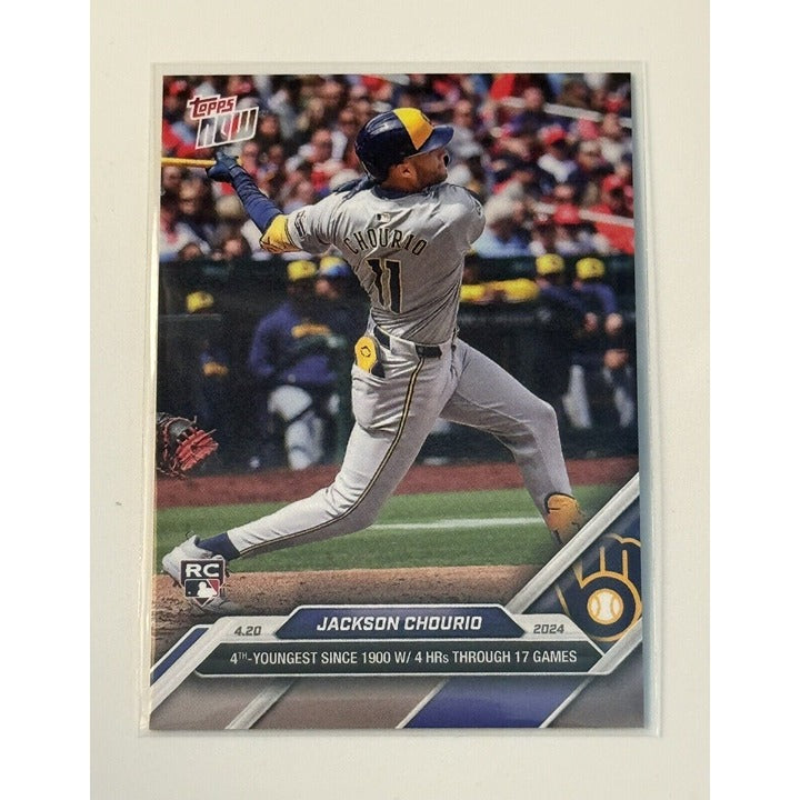 Jackson Chourio RC 2024 Topps Now Milwaukee Brewers rookie baseball card #104