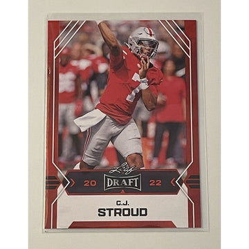 2022 Leaf Draft Football C.J. Stroud Red Parallel NFL AFC Houston Texans Card #3