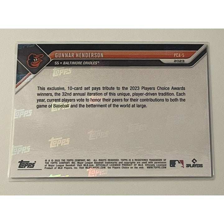 Gunnar Henderson RC 2023 Topps Now Orioles baseball card PCA-5 limited edition rookie card