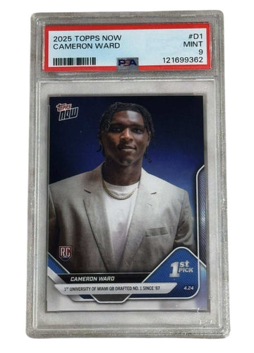 Cameron Ward RC 2025 Topps Now Rookie PSA 9 Miami QB first pick football card