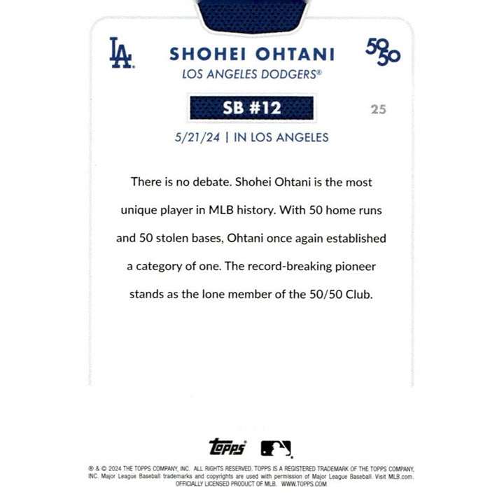 2024 Topps Now Shohei Ohtani 50/50 Limited Edition MLB Dodgers card sliding base