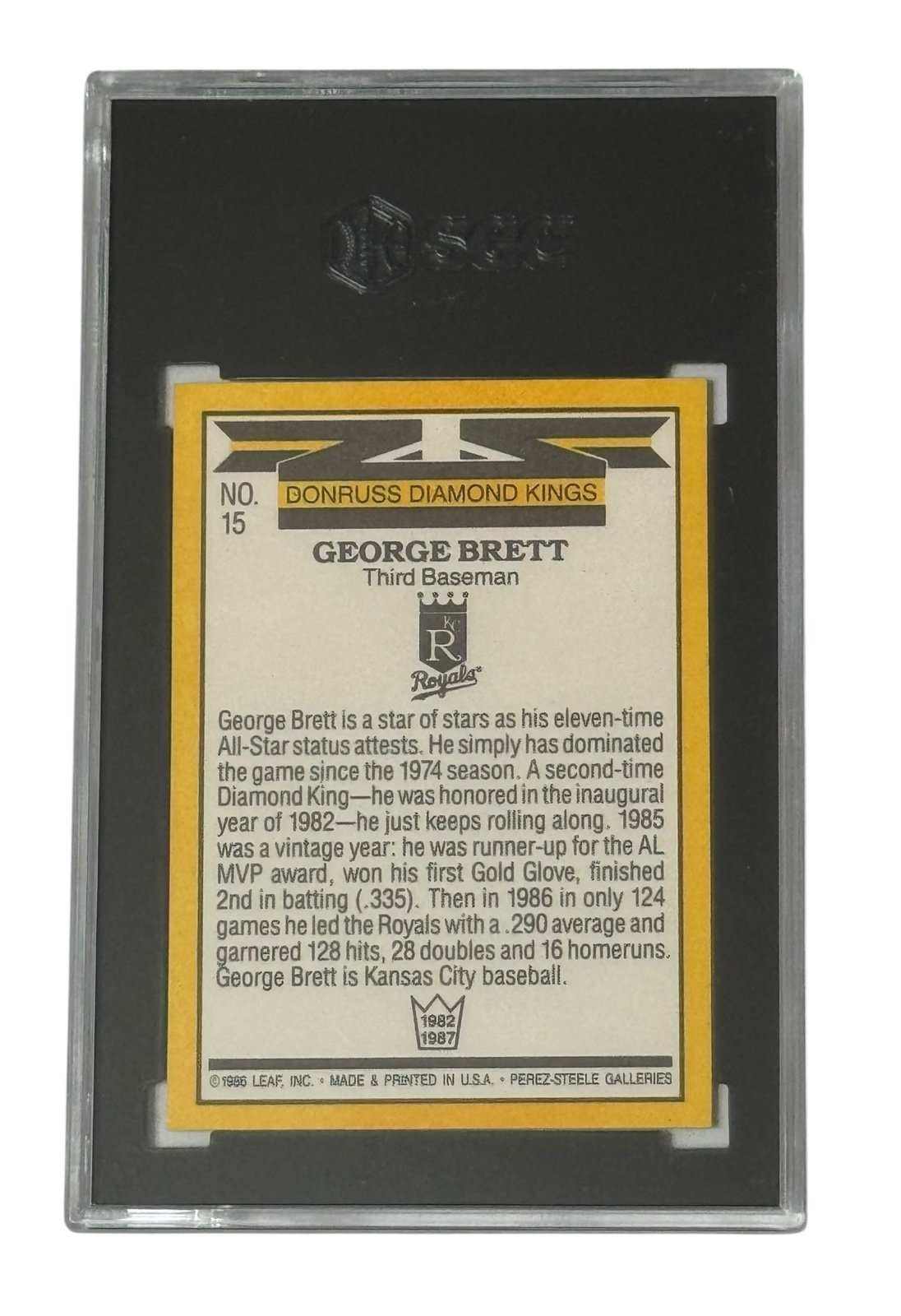 1987 Donruss Diamond Kings George Brett #15 baseball card SGC 8.5 Royals vintage collectible