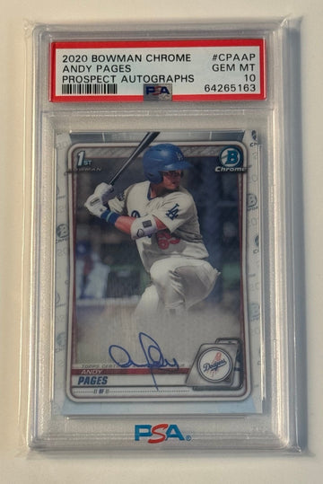 2020 BOWMAN CHROME ANDY PAGES
PROSPECT RC AUTO Card #CPAAP PSA 10 - MLB Dodgers