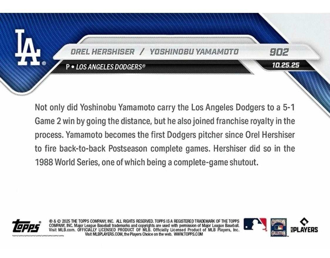 2025 Topps Now MLB Tokyo Series card featuring pitchers Yoshinobu Yamamoto and Shota Imanaga on Opening Day