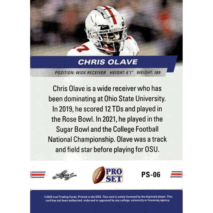 2022 Pro Set Draft Chris Olave rookie NFL trading card wide receiver New Orleans Saints