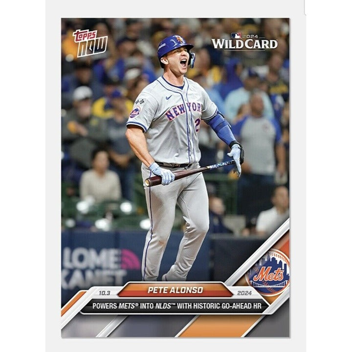 2024 Pete Alonso Wildcard MLB Topps Now Baseball Card with 3 Run HR celebration