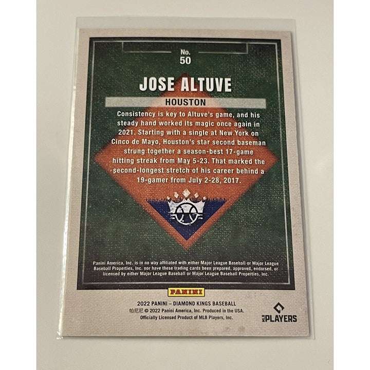 2022 Panini Diamond Kings Jose Altuve Houston Astros baseball card #50 in protective sleeve