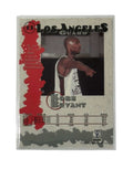 1996 Score Board Kobe Bryant Lakers rookie card in Lower Merion High School uniform with printed autograph