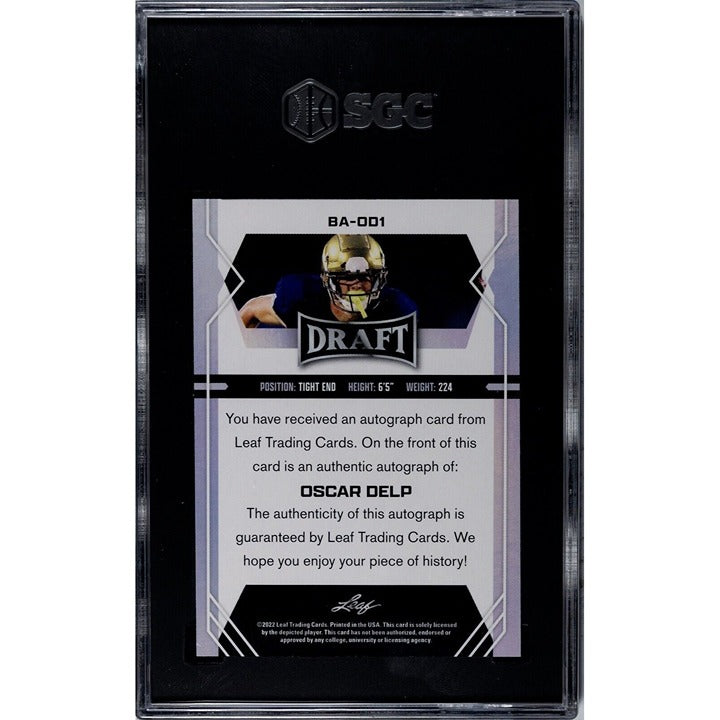 Oscar Delp RC Auto 2022 Leaf Draft Picks Blue Georgia Bulldogs trading card SGC 9 graded