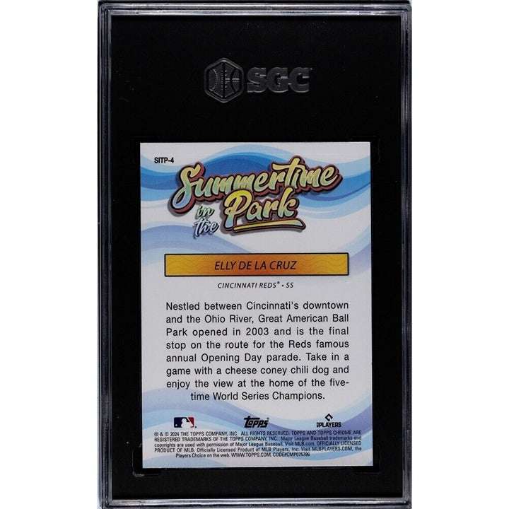 2024 Topps Chrome Elly De La Cruz RC Summertime in Park graded 9.5 SGC baseball card
