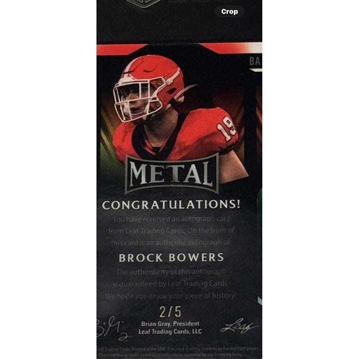 2023 Leaf Metal Brock Bowers Purple Crystal Autograph Rookie Card graded SGC 10