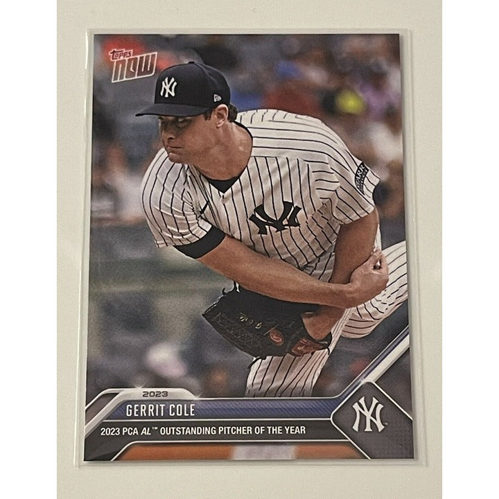Gerrit Cole 2023 Topps NOW PCA Card #PCA-7 AL Player of the Year MLB NY Yankees pitching action trading card