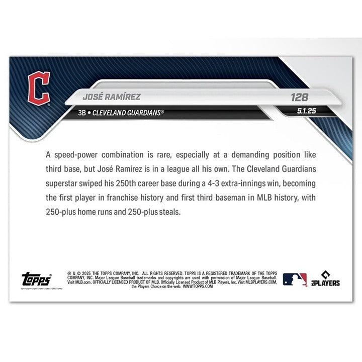 2025 Topps Now JOSE RAMIREZ 250/250 Club Cleveland Guardians baseball card