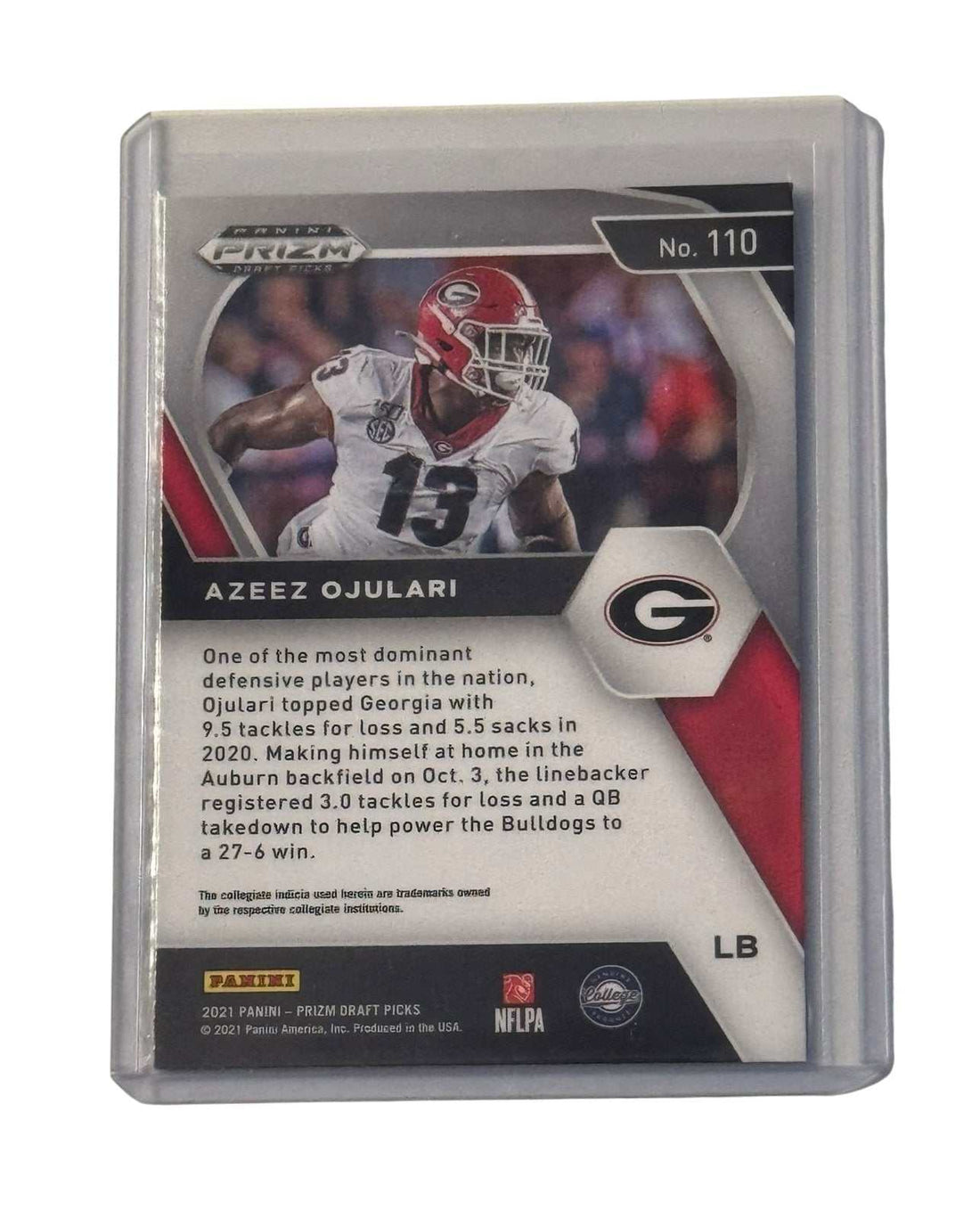 Azeez Ojulari 2021 Panini Prizm Draft Picks rookie card Georgia Bulldogs linebacker collectible