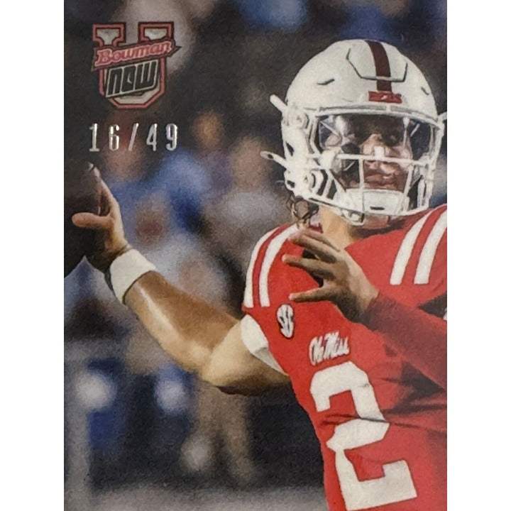 16/49 Jaxson Dart rookie card 2024 Bowman U Now SEC passing record football card Ole Miss