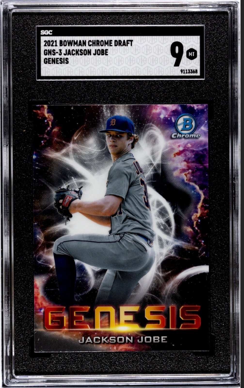 2021 Bowman Chrome Draft Jackson Jobe Rookie Genesis MLB Tigers SGC 9 card