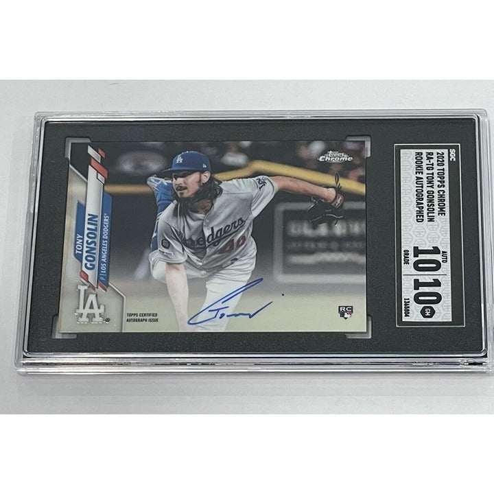 Tony Gonsolin 2020 Topps Chrome rookie autographed baseball card SGC 10 Los Angeles Dodgers