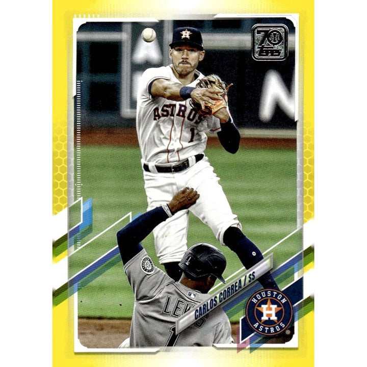 2021 Topps #253 Carlos Correa Yellow Bright parallel MLB Astros’ star shortstop!