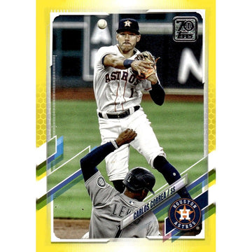 2021 Topps #253 Carlos Correa Yellow Bright parallel MLB Astros’ star shortstop!