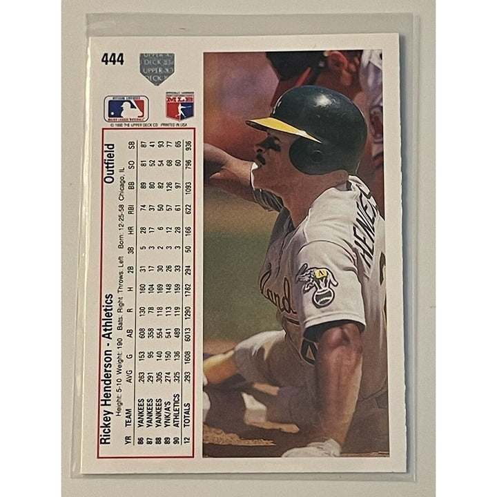 1991 Upper Deck Rickey Henderson MLB trading card Oakland Athletics vintage collectible