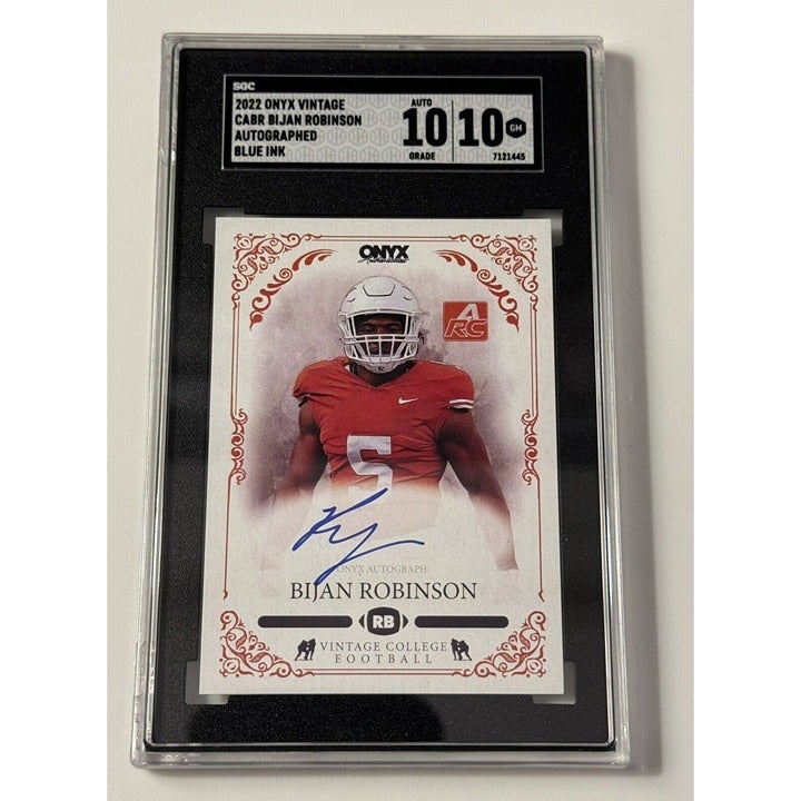 2022 Onyx Vintage Bijan Robinson RC Auto Blue CABR - Auto On Card /300 - SGC 10*