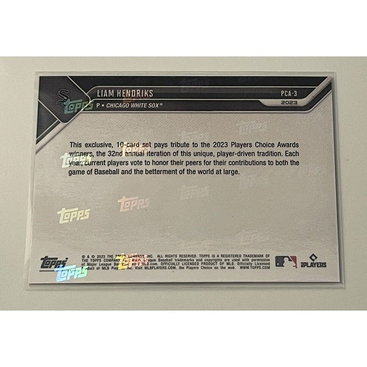 Liam Hendriks 2023 Topps NOW PCA-3 Chicago White Sox limited edition baseball card back view