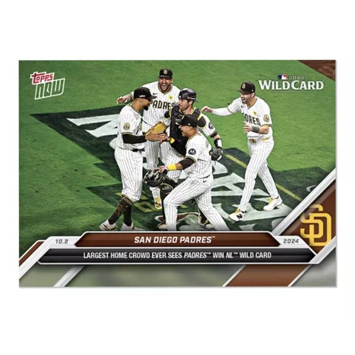 San Diego Padres 2024 Topps NOW Largest Crowd MLB trading card featuring Fernando Tatís Jr., Yu Darvish, and Manny Machado