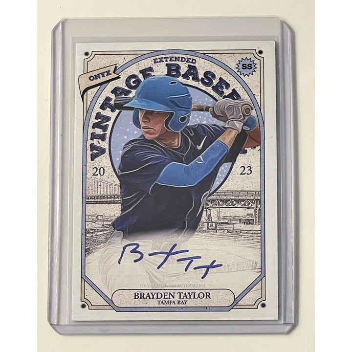 Brayden Taylor RC Auto On Card 2023 ONYX Vintage Extended Baseball - MLB TB Rays