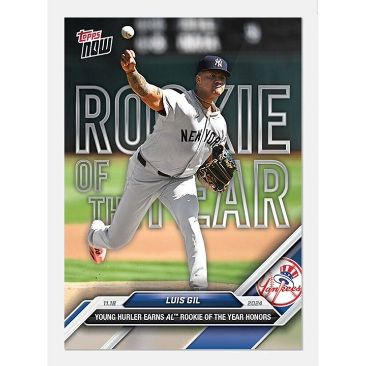 Luis Gil 2024 Topps Now Rookie of the Year Yankees baseball card limited edition