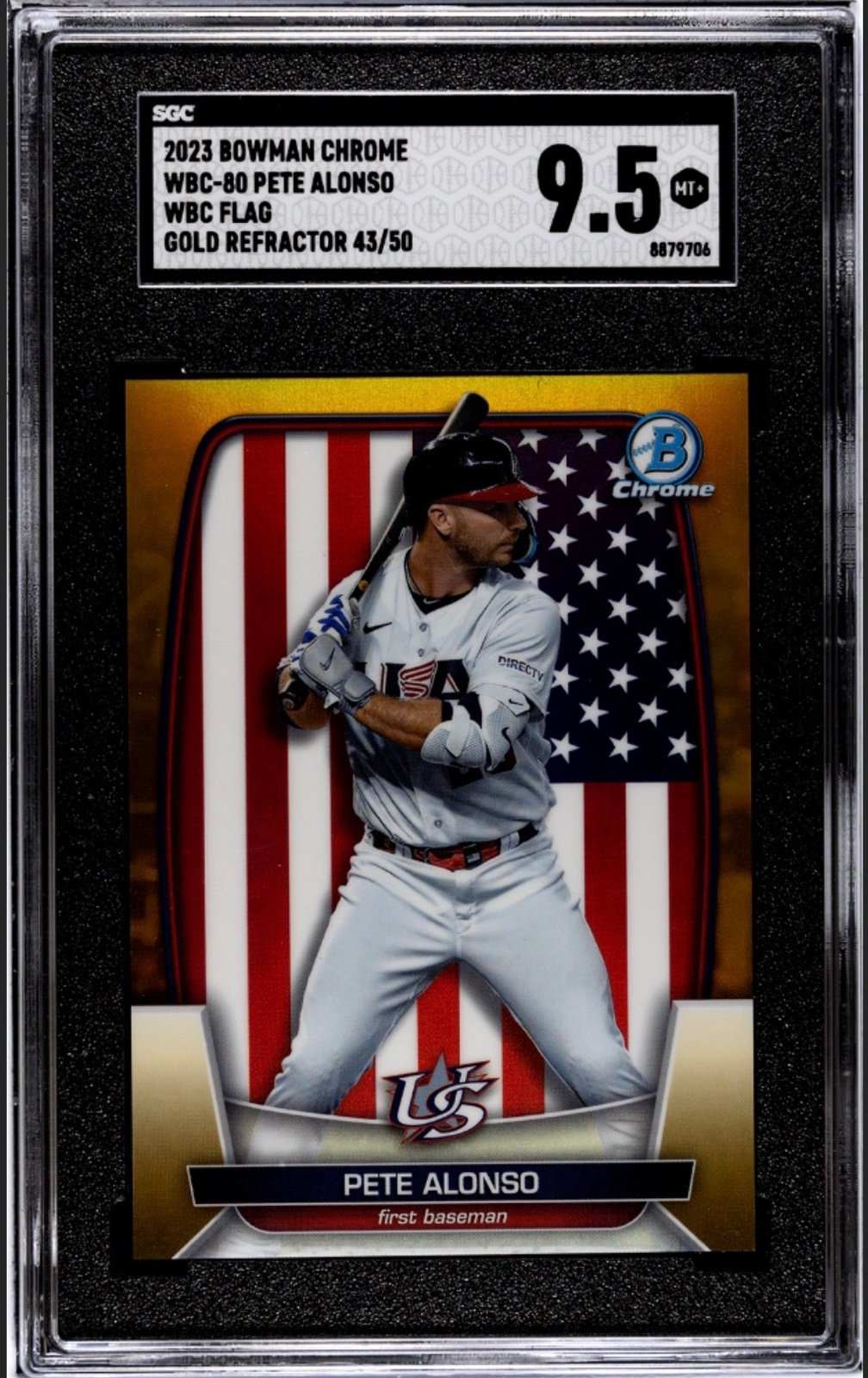 43/50 2023 BOWMANCHROME PETEALONSO WBC FLAGGOLD 43/50 2023 BOWMANCHROME PETEALONSO WBC FLAGGOLD REFRACTOR WBC-80 MLB Mets