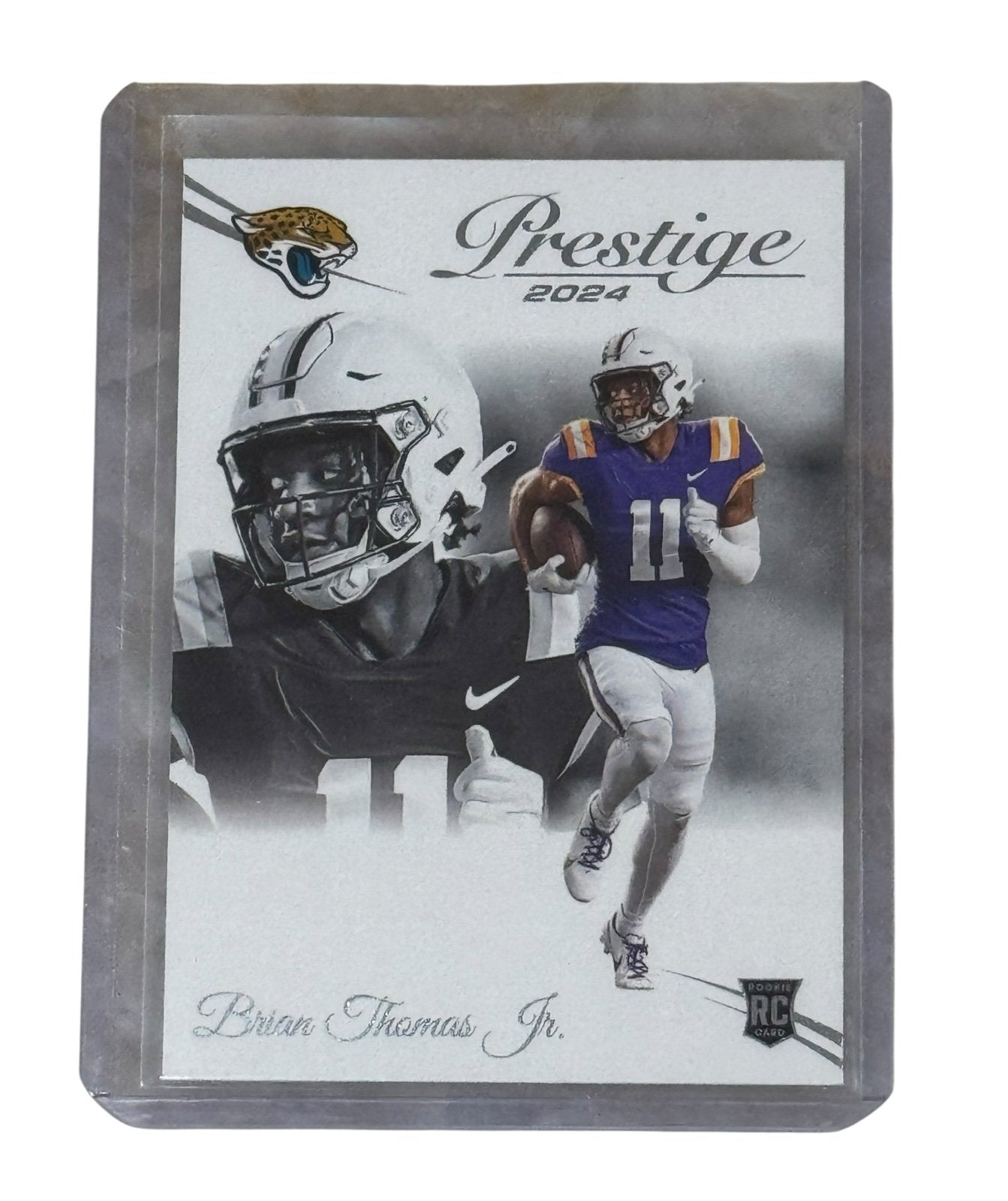 Brian Thomas Jr 2024 Prestige rookie football card Jacksonville Jaguars WR in protective case