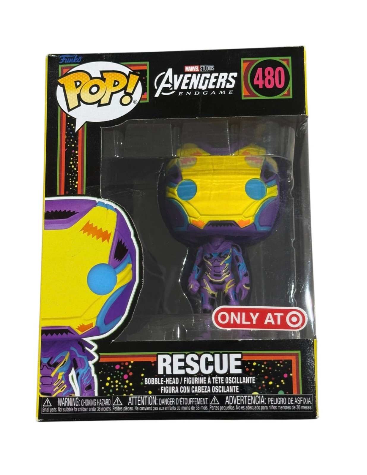 Funko Pop Avengers Endgame Rescue #480 Target Exclusive vinyl figure in multicolor Rescue armor packaging
