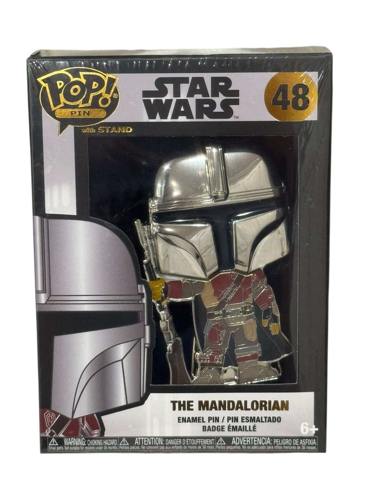 Funko Pop Pin Star Wars The Mandalorian 48 chrome enamel collectible badge in packaging