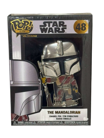 Funko Pop Pin Star Wars The Mandalorian 48 chrome enamel collectible badge in packaging