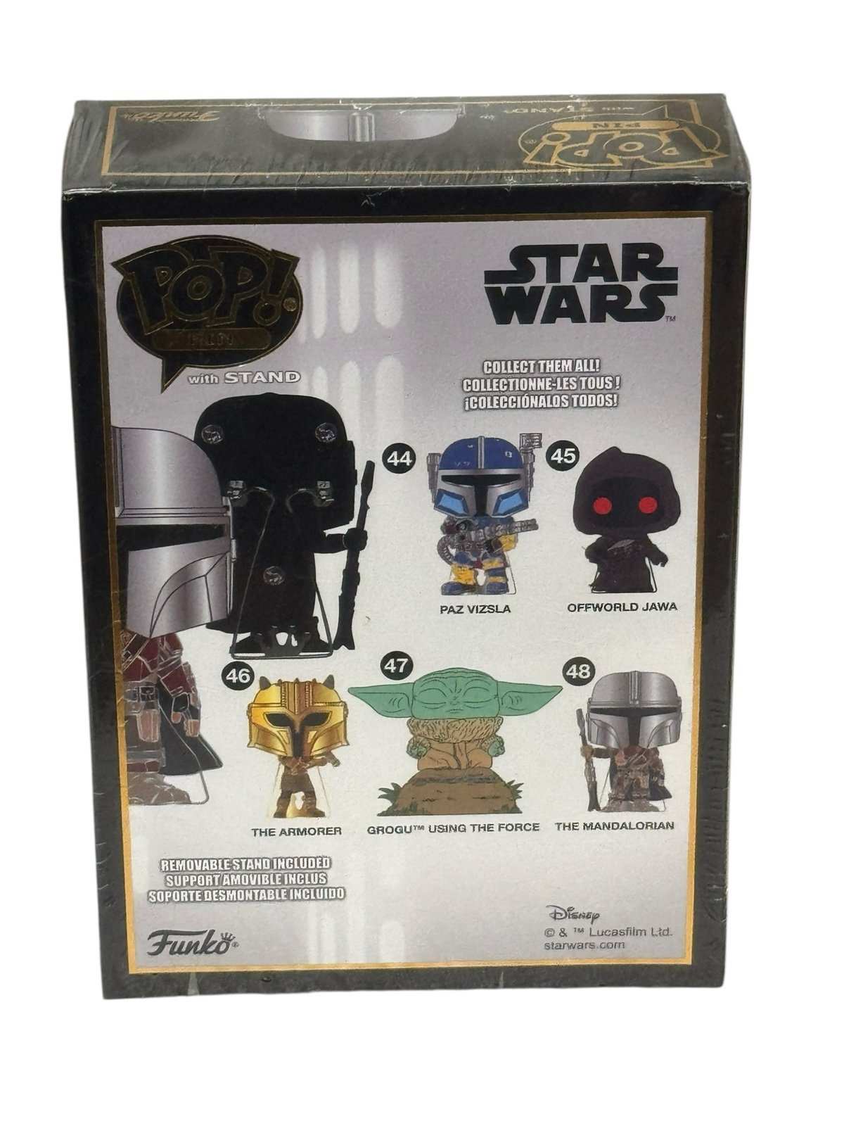 Funko Pop Pin Star Wars The Mandalorian chrome enamel collectible packaging back view